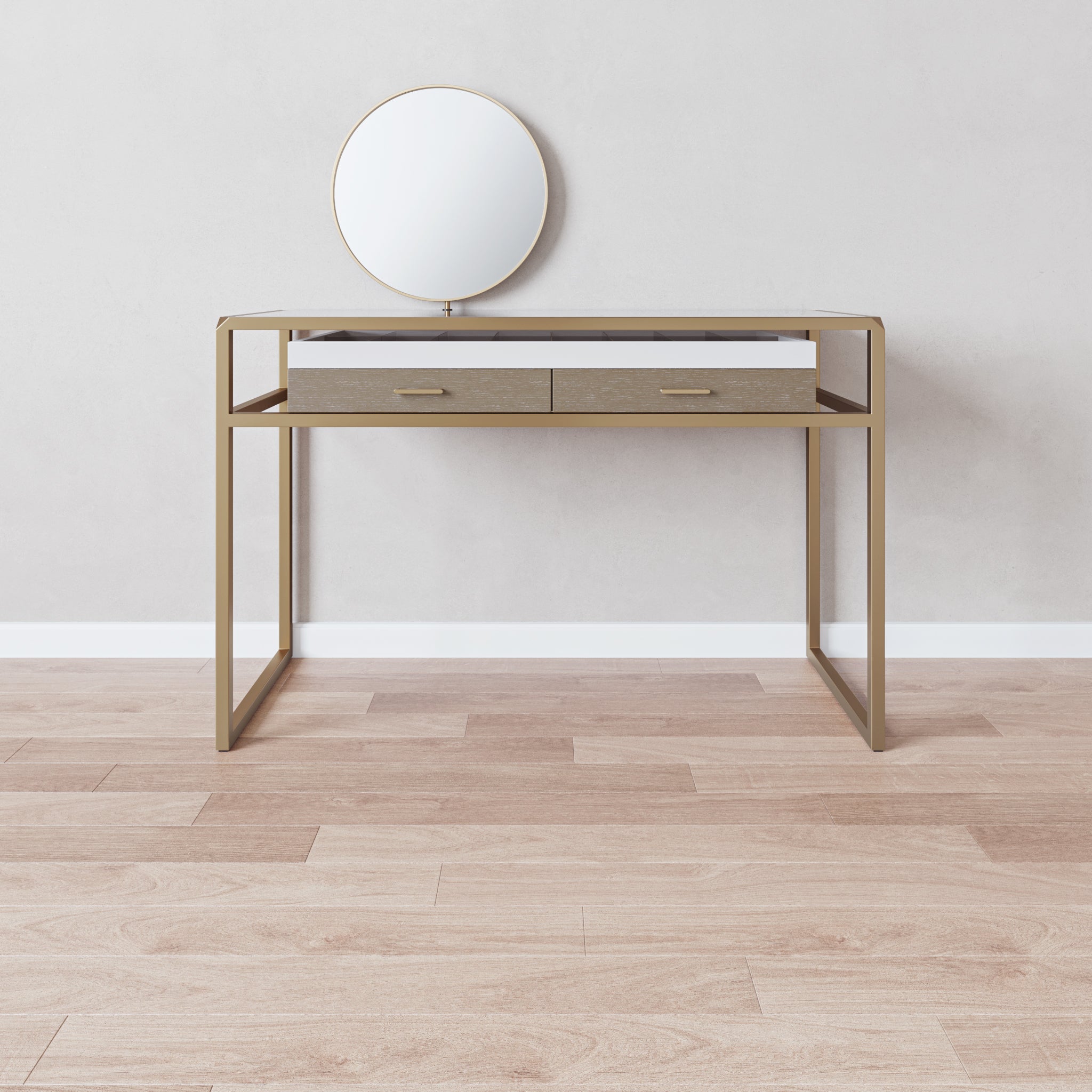 that's living minerva greige oak vanity desk vanity desks