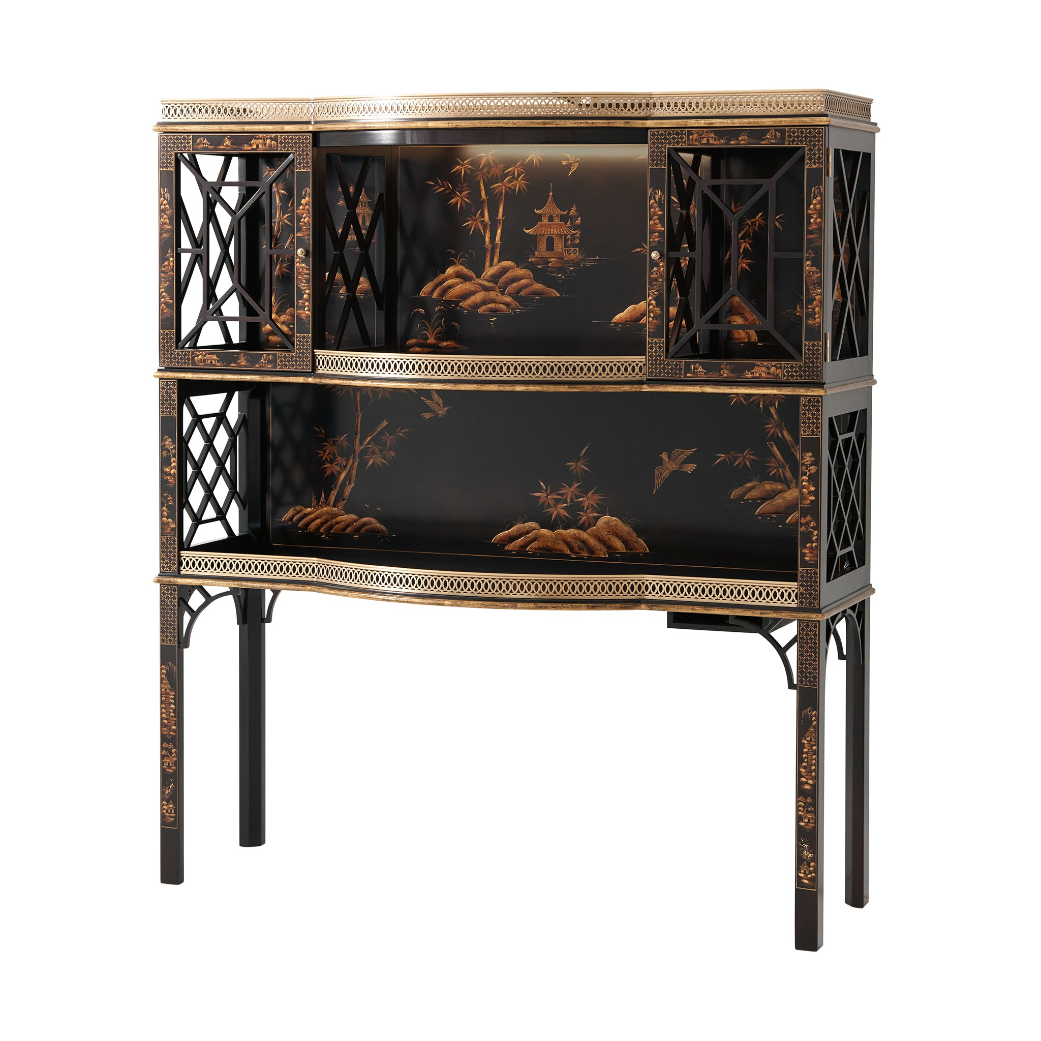 theodore alexander chocolate garden bar & curio cabinet bar & accessories