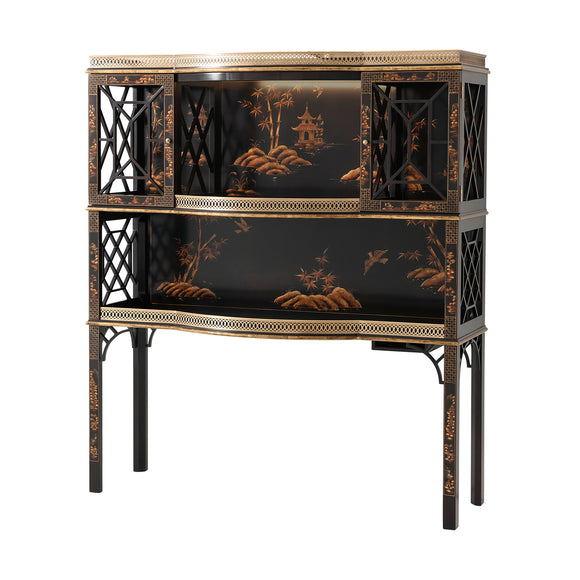 theodore alexander chocolate garden bar & curio cabinet bar & accessories