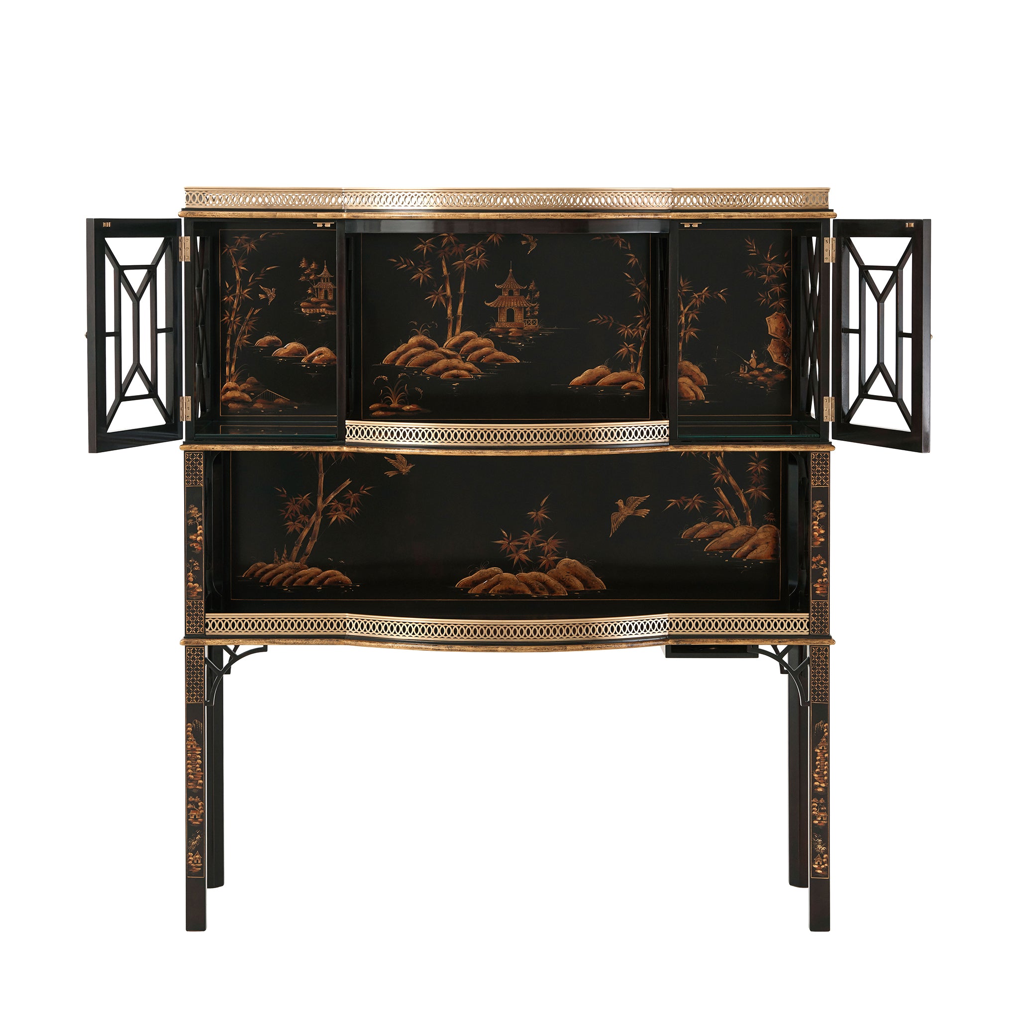 theodore alexander chocolate garden bar & curio cabinet bar & accessories