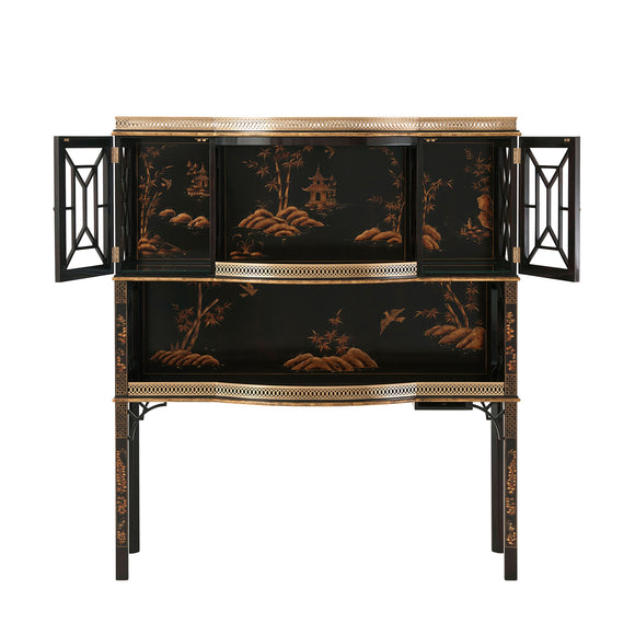 theodore alexander chocolate garden bar & curio cabinet bar & accessories
