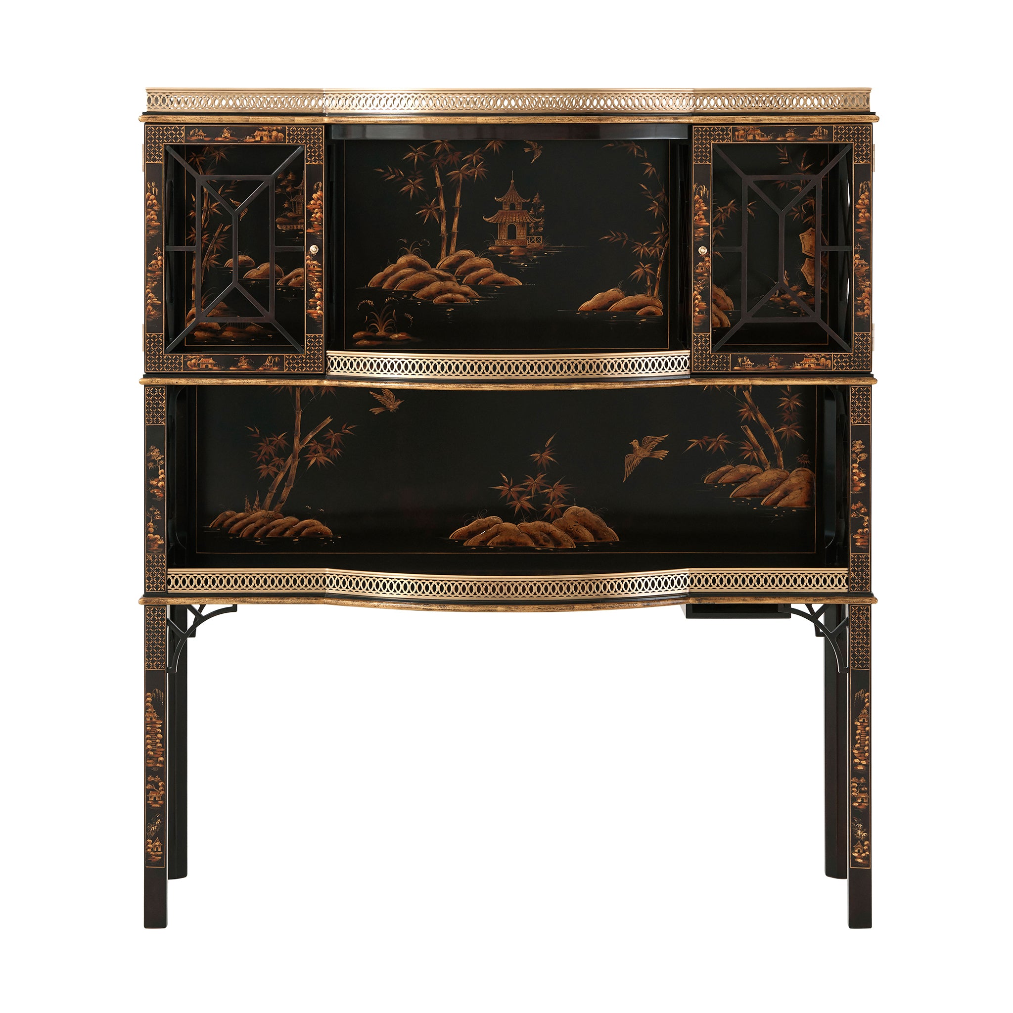 theodore alexander chocolate garden bar & curio cabinet bar & accessories