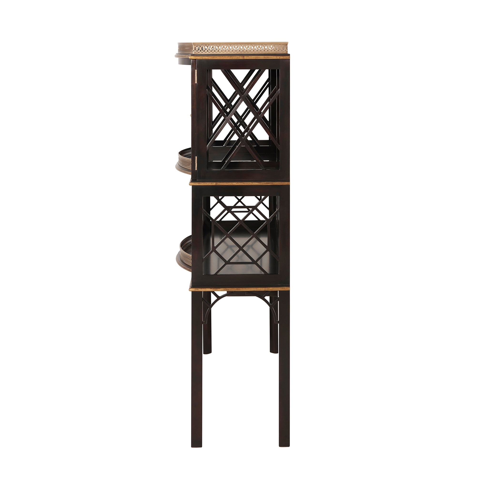theodore alexander chocolate garden bar & curio cabinet bar & accessories