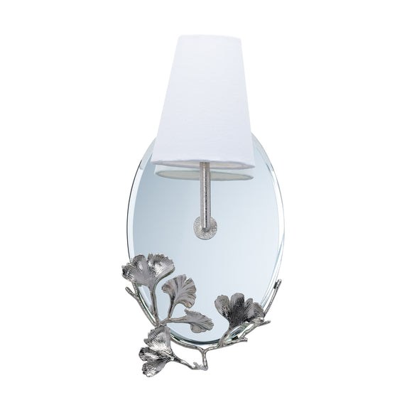 that's living frameless ginkgo oval mirror wall sconce with fabric shade nickel wall sconce