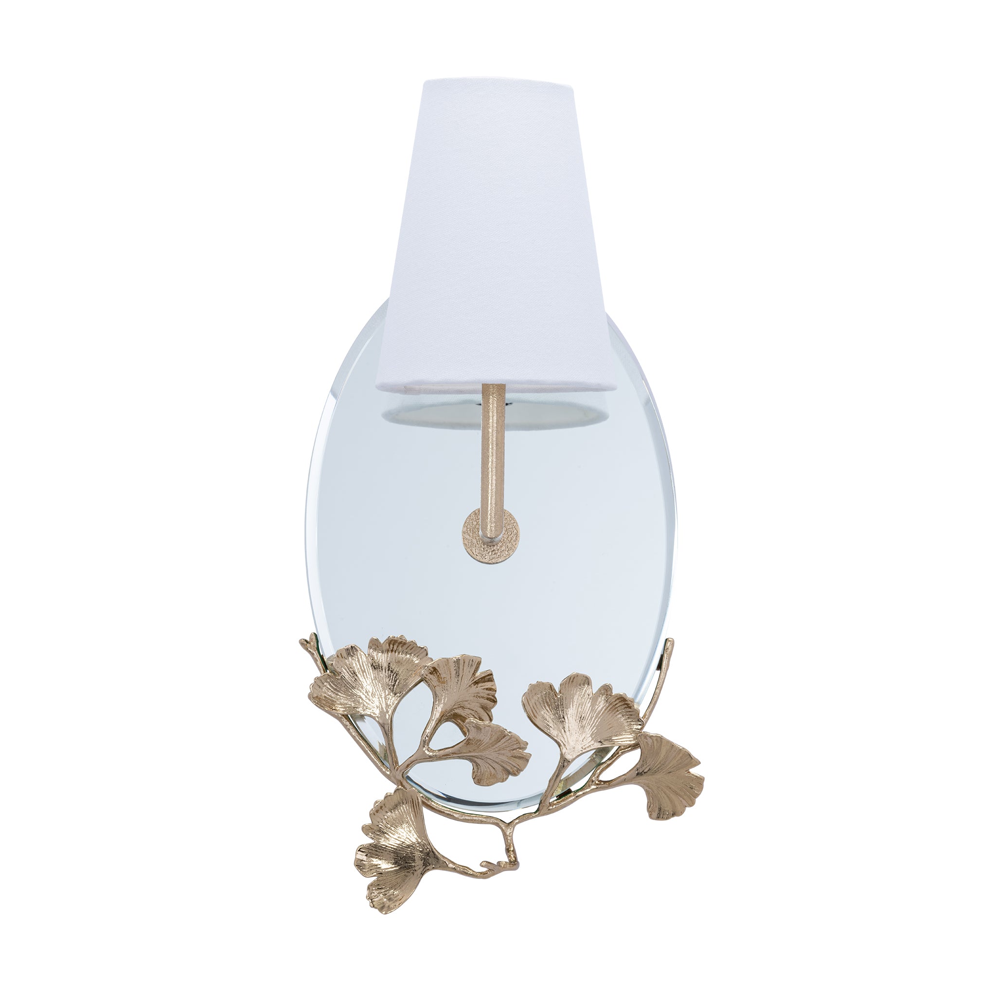that's living frameless ginkgo oval mirror wall sconce with fabric shade brass wall sconce