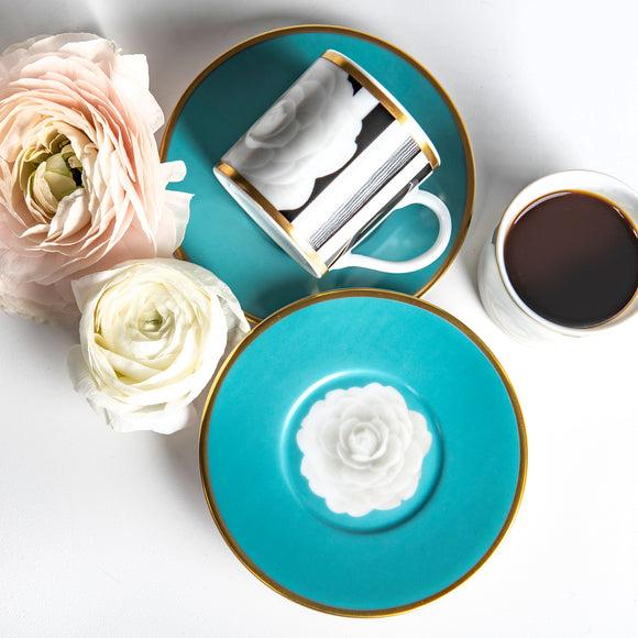 porcel camellia  coffee cup and saucer 9cl tea & coffee