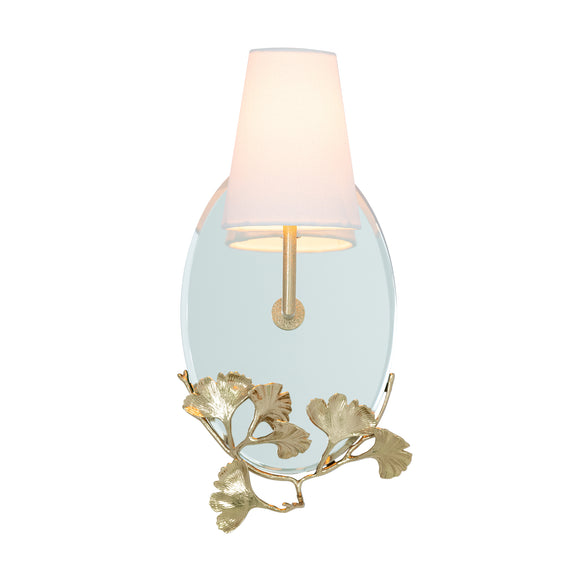 that's living frameless ginkgo oval mirror wall sconce with fabric shade brass wall sconce