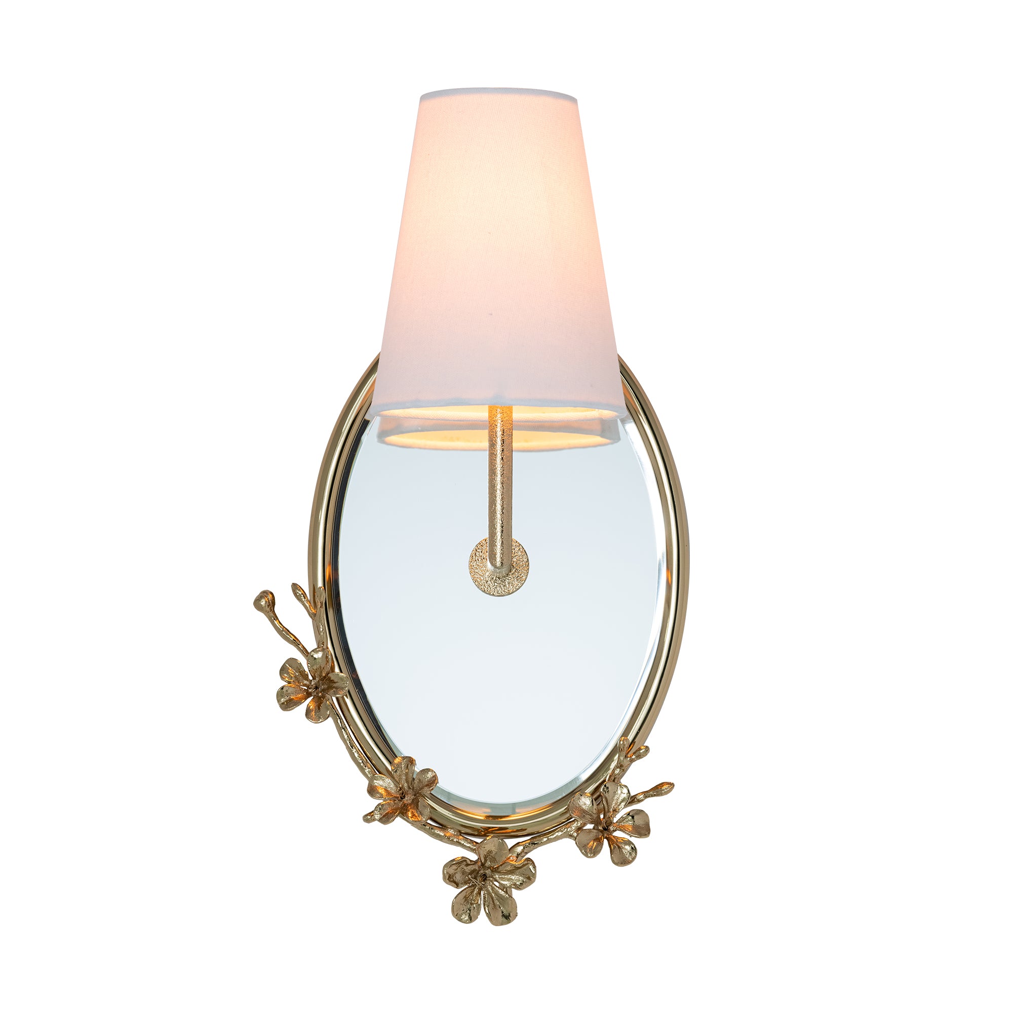 that's living cb oval mirror wall sconce with fabric shade brass wall sconce