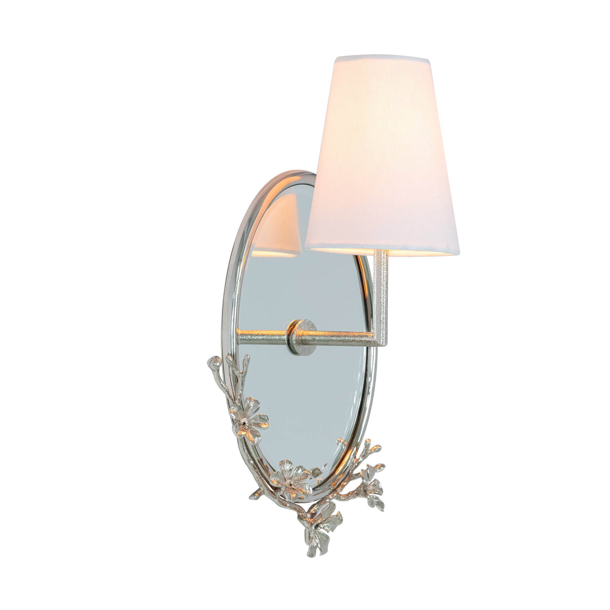 that's living cb oval mirror wall sconce with fabric shade nickel wall sconce