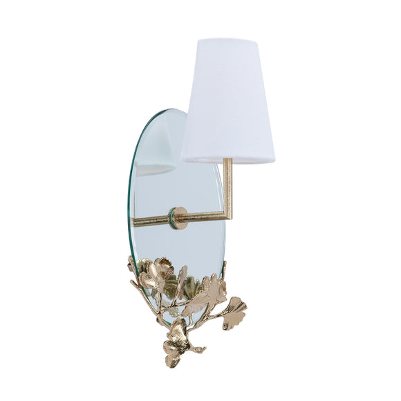 that's living frameless ginkgo oval mirror wall sconce with fabric shade brass wall sconce