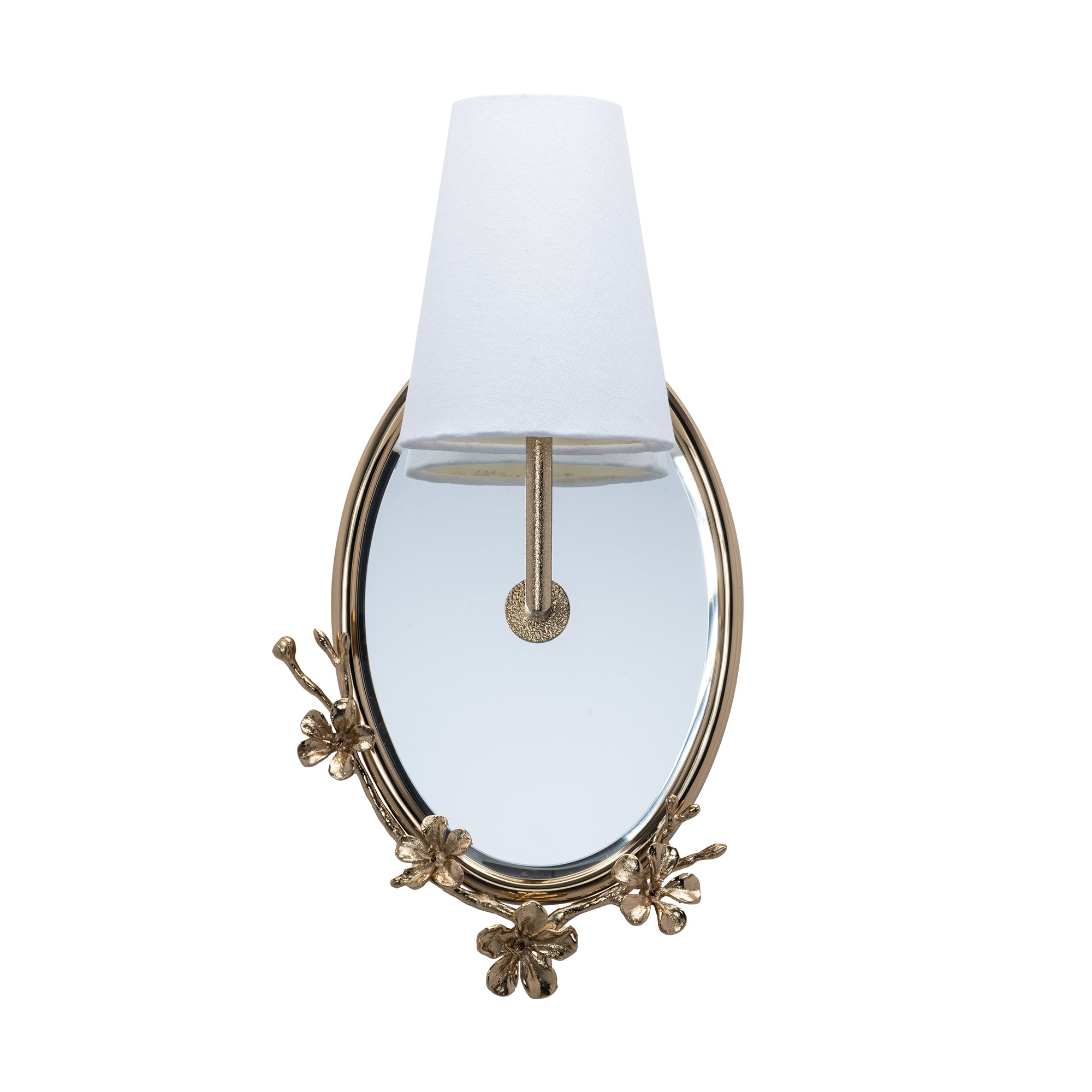 that's living cb oval mirror wall sconce with fabric shade brass wall sconce