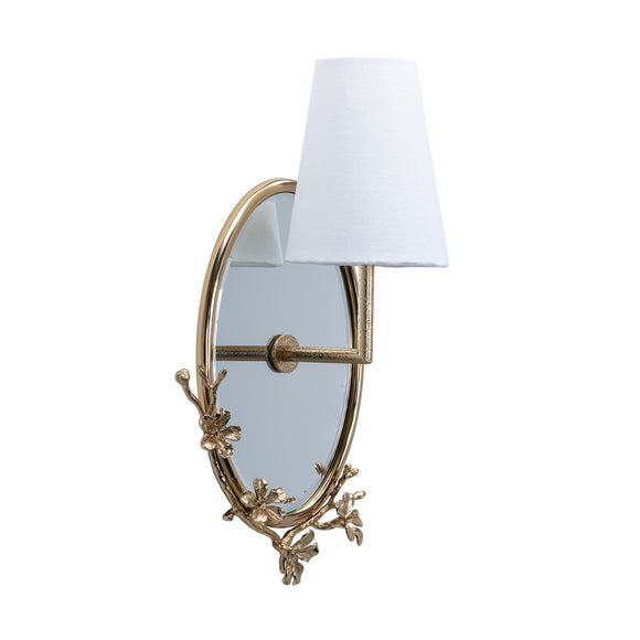 that's living cb oval mirror wall sconce with fabric shade brass wall sconce