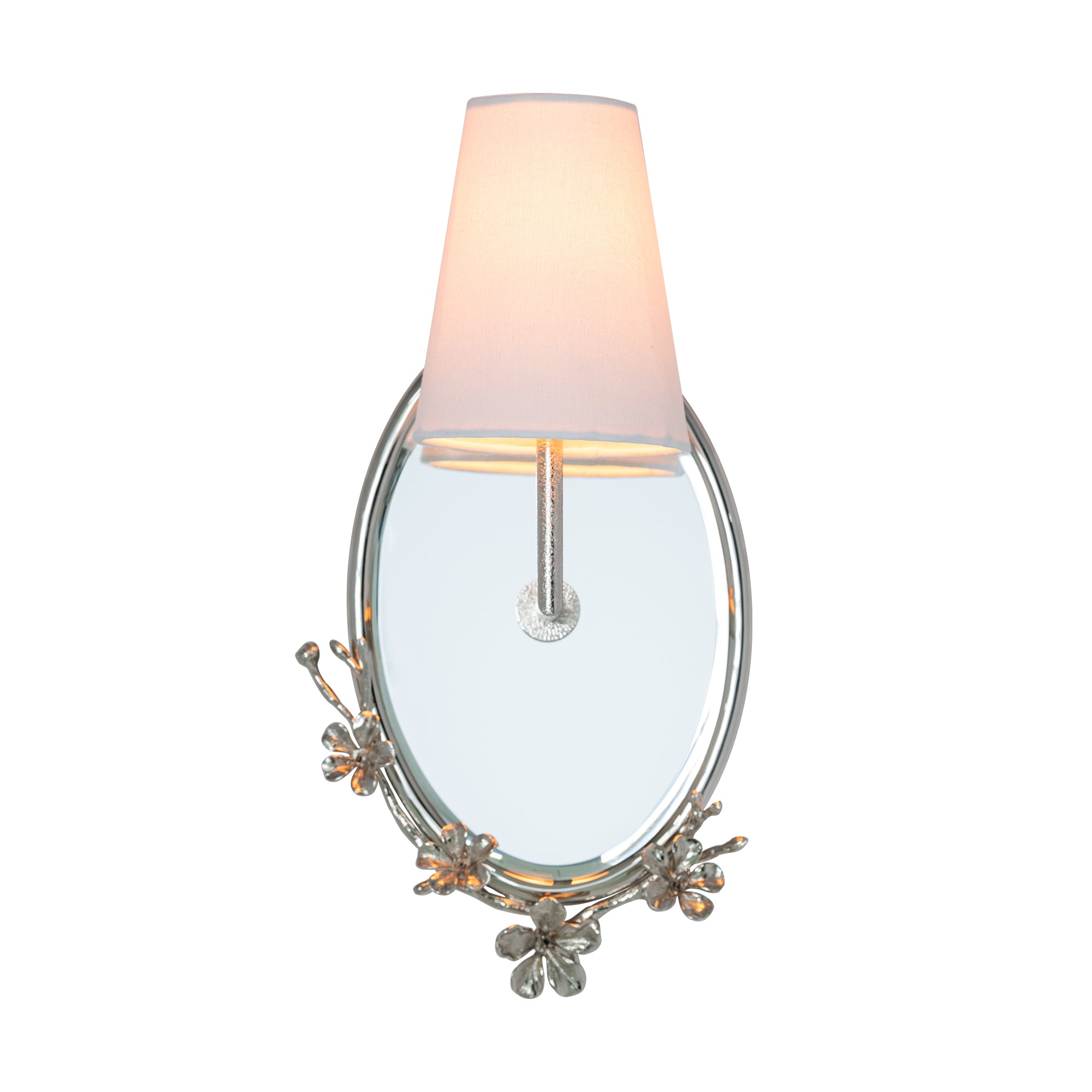 that's living cb oval mirror wall sconce with fabric shade nickel wall sconce