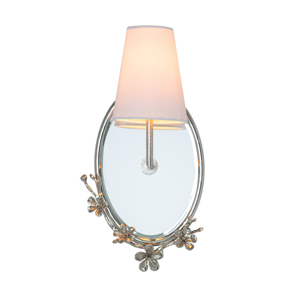 that's living cb oval mirror wall sconce with fabric shade nickel wall sconce