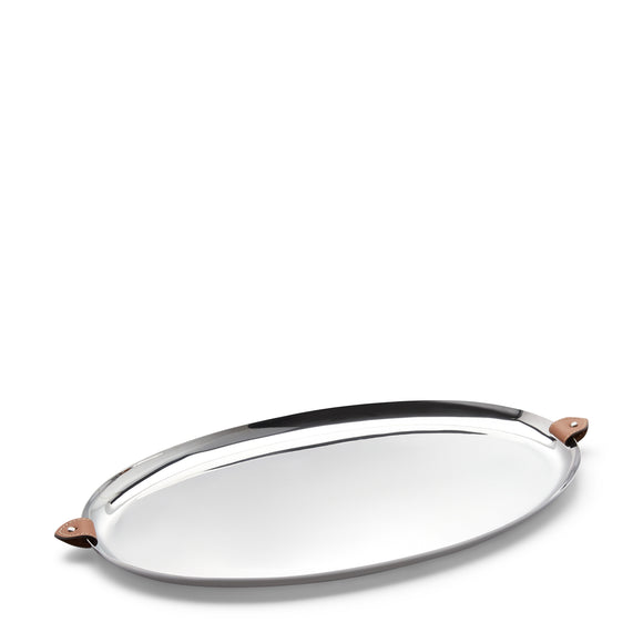 ralph lauren wyatt oval serving tray silver leather color serving platters