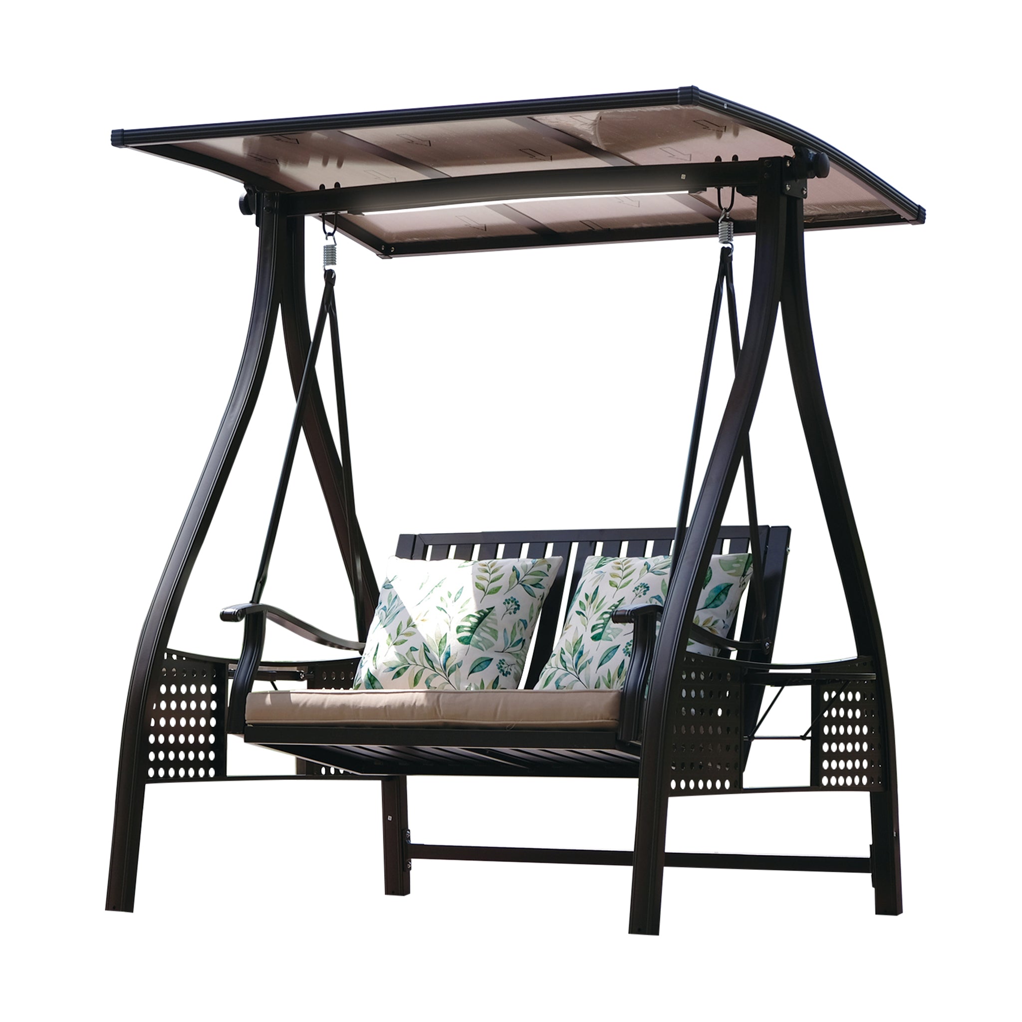 that's living outdoor malaga all-aluminum solar two-person swing outdoor swings