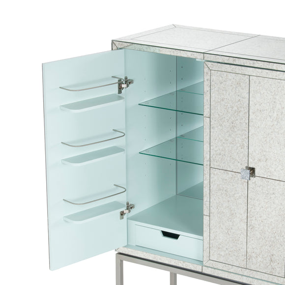 that's living gallagher silver bar cabinet bar & accessories