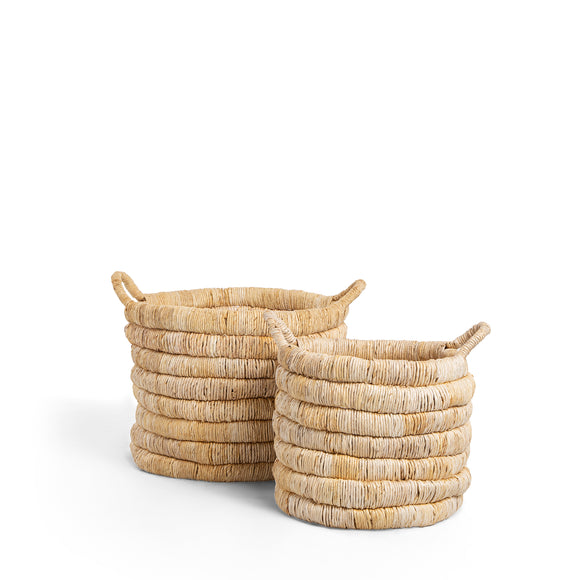 dbodhi caterpillar sago round basket - set of 2 baskets