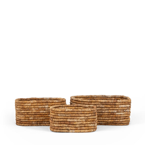 dbodhi caterpillar ambang rectangular basket two-tone - set of 3 baskets 