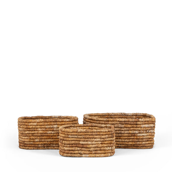 dbodhi caterpillar ambang rectangular basket two-tone - set of 3 baskets