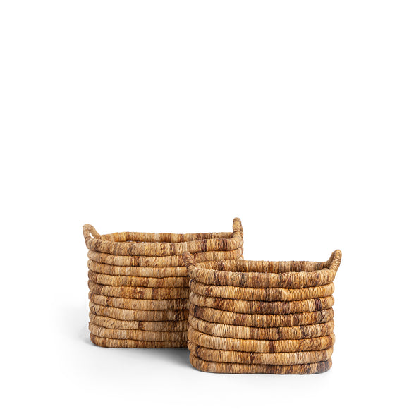 dbodhi caterpillar sago rectangular basket two-tone - set of 2 baskets