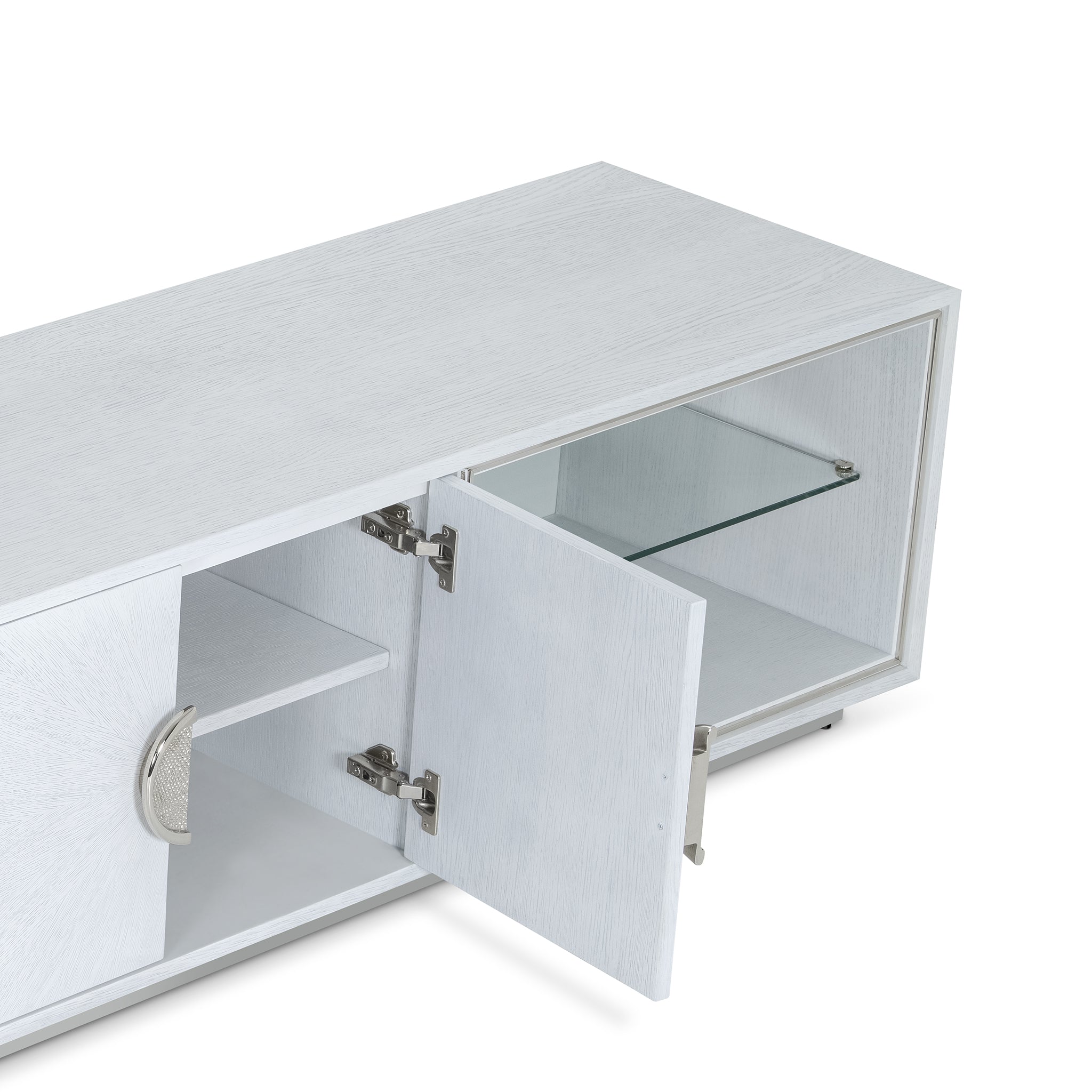 that's living sunburst silver white tv media cabinet cabinets