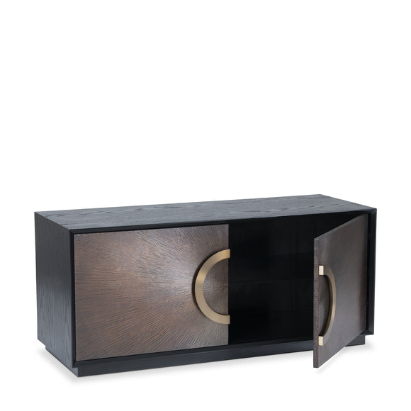 that's living case of the tv unit with copper doors cabinets