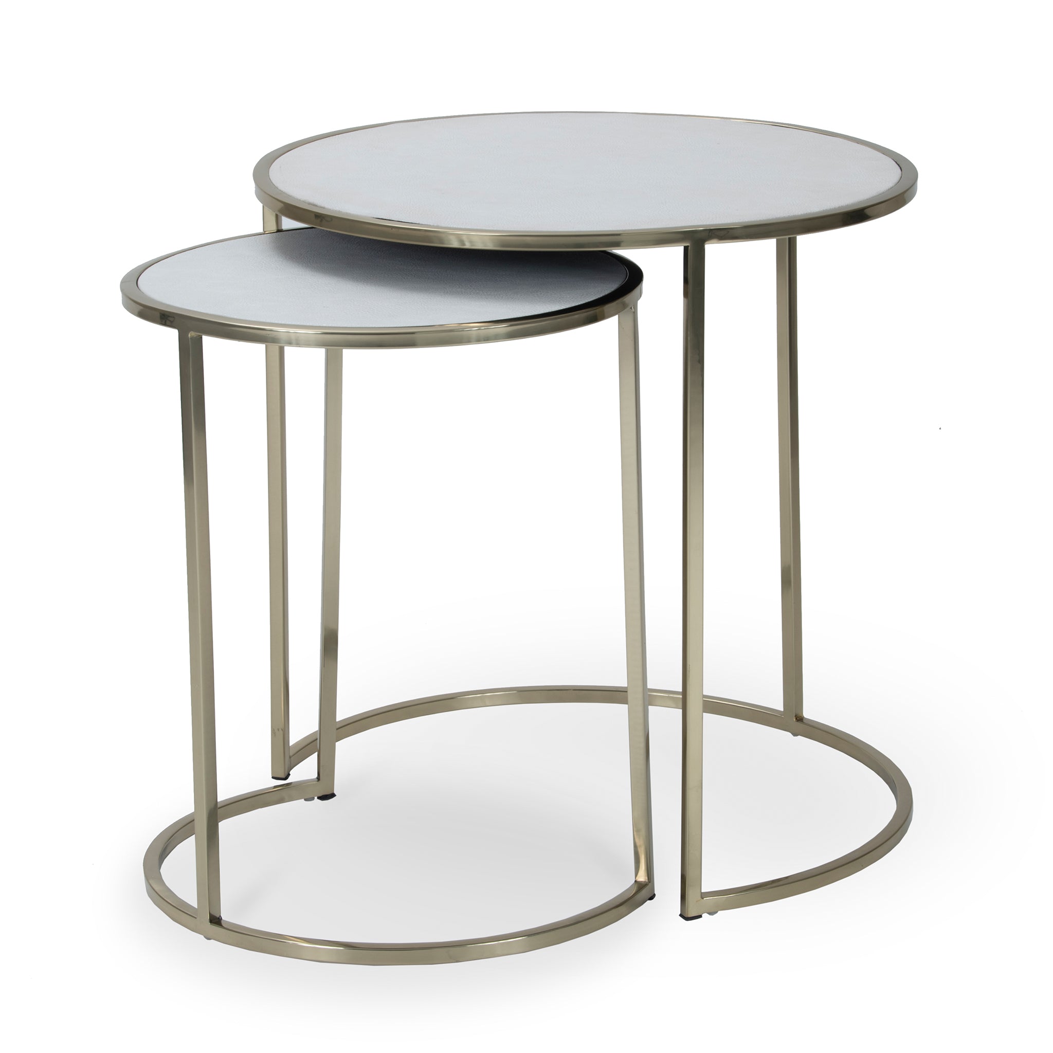 that's living shaya ivory leatherette brass nesting tables end tables