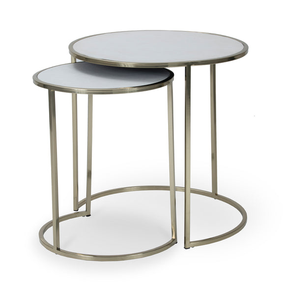 that's living shaya ivory leatherette brass nesting tables end tables 