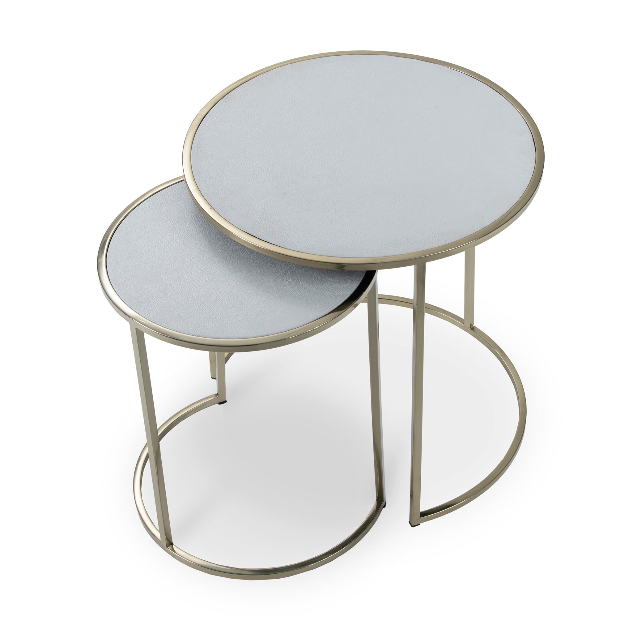 that's living shaya ivory leatherette brass nesting tables end tables 