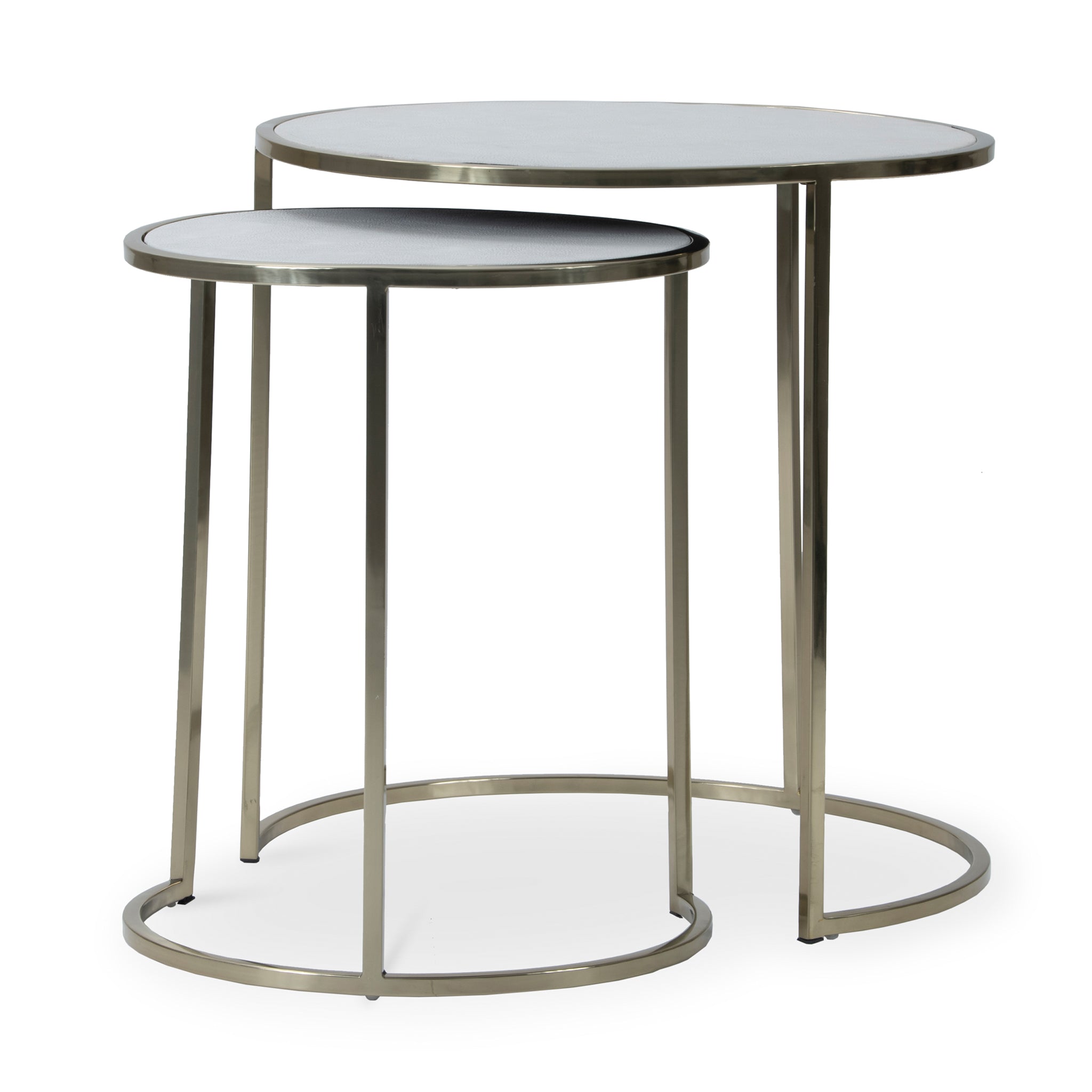 that's living shaya ivory leatherette brass nesting tables end tables