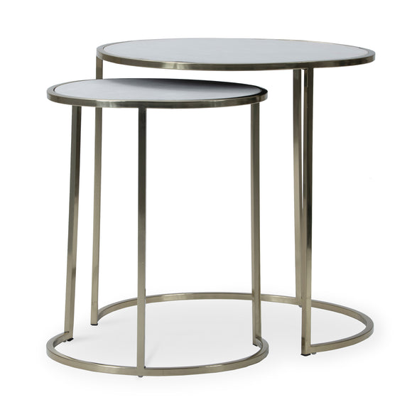 that's living shaya ivory leatherette brass nesting tables end tables 