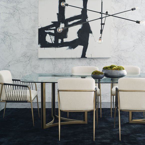 caracole remix dbl ped glass top tbl dining tables