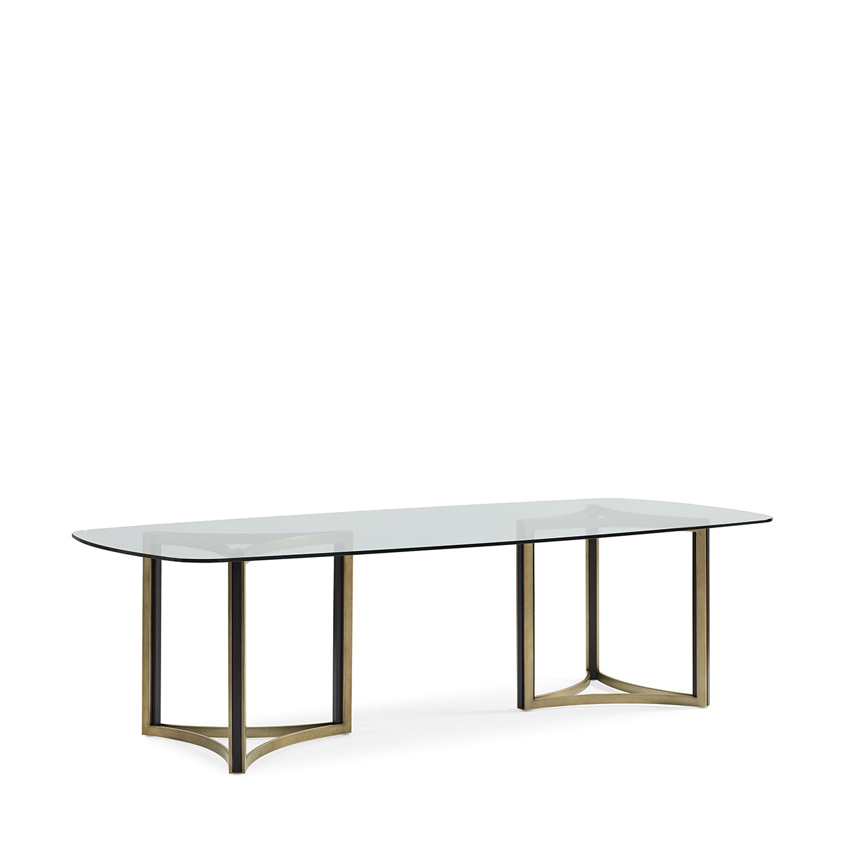 caracole remix dbl ped glass top tbl dining tables