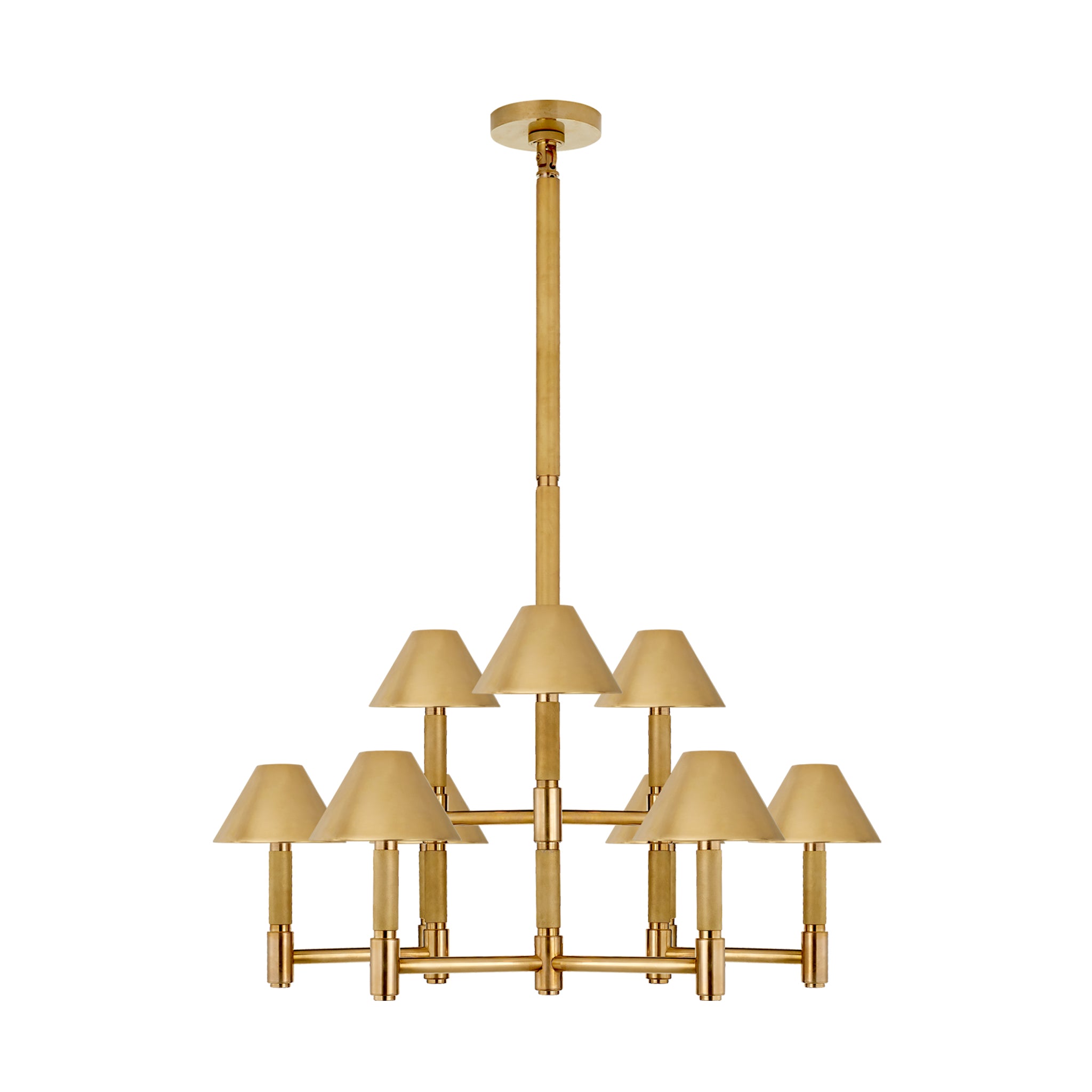 visual comfort barrett medium knurled chandelier in natural brass chandeliers 