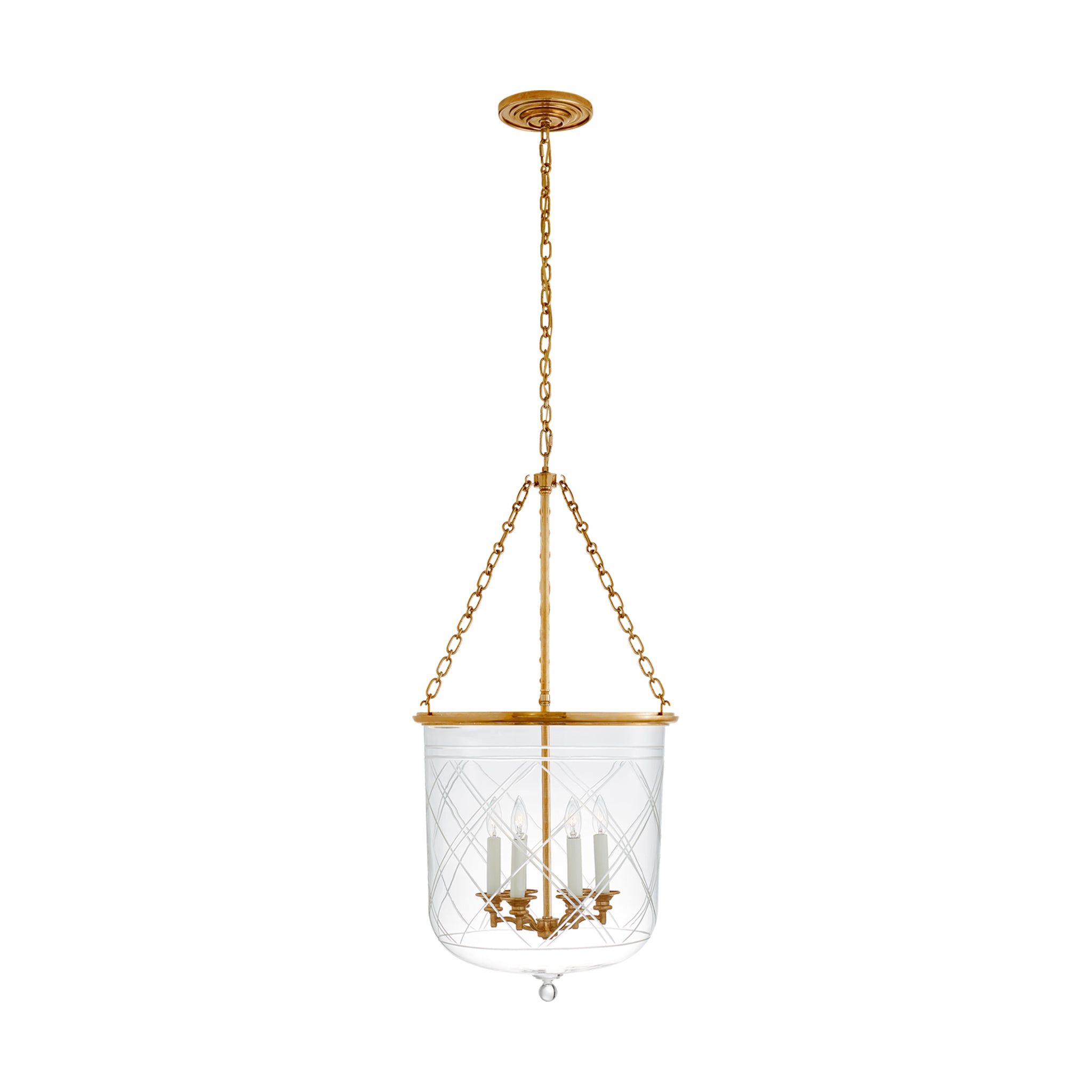visual comfort cambridge large smoke bell pendant in natural brass with clear glass chandeliers 