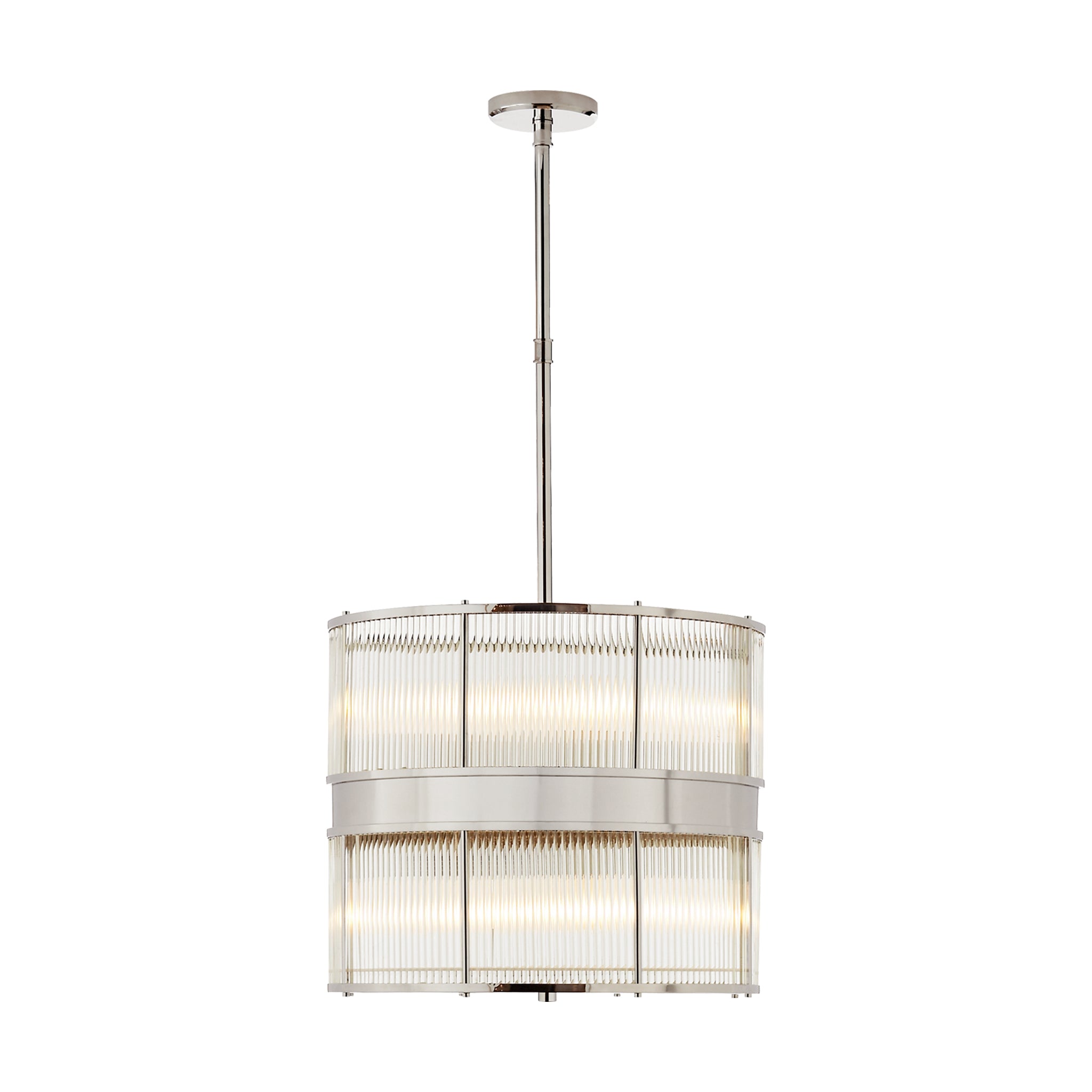 visual comfort allen large pendant in polished nickel with glass rods chandeliers 