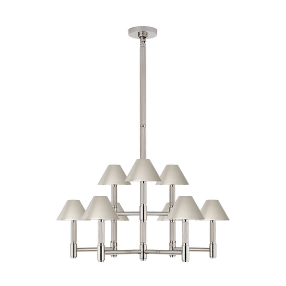 visual comfort barrett medium knurled chandelier in polished nickel chandeliers 