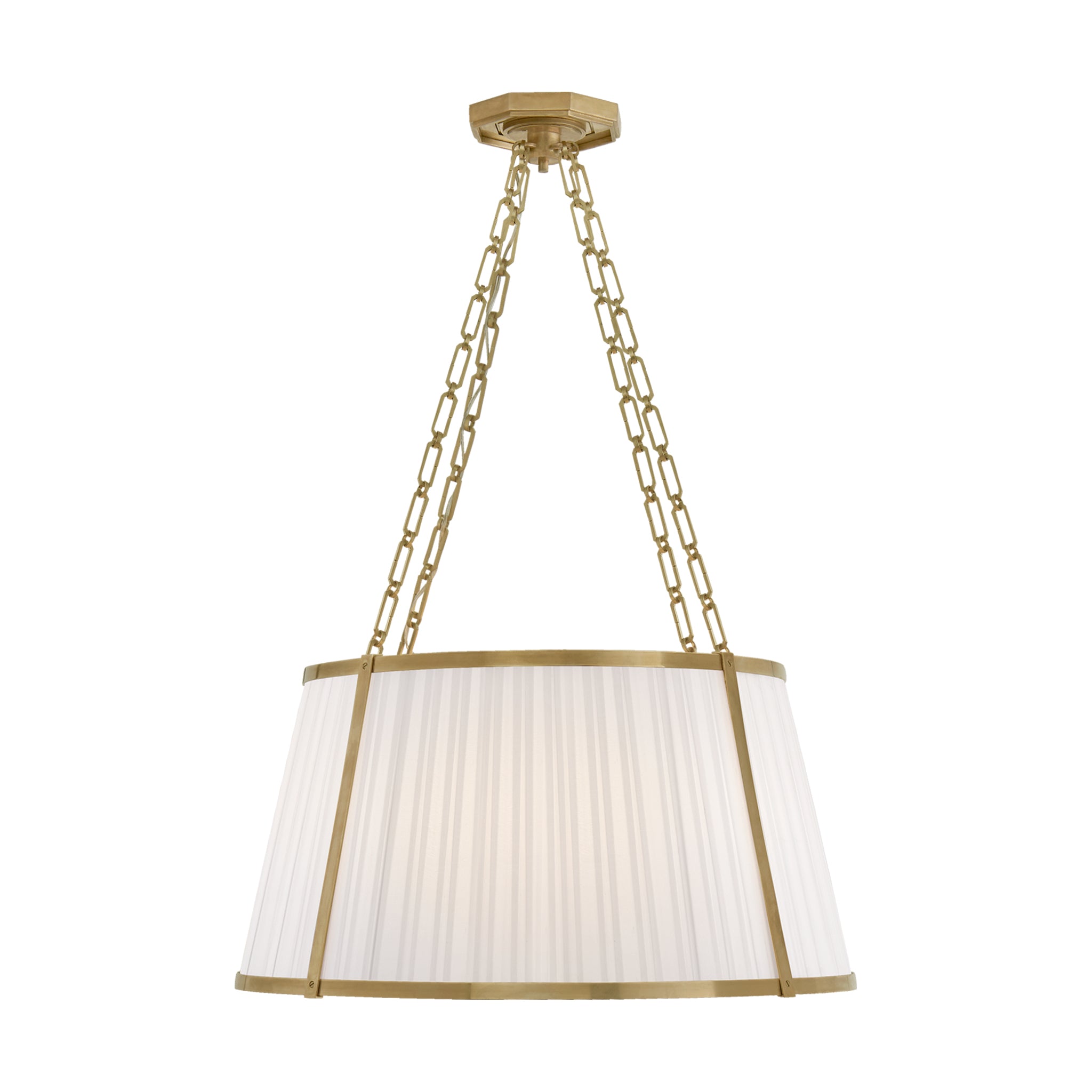 visual comfort windsor large hanging shade in natural brass with boxpleat silk shade chandeliers 
