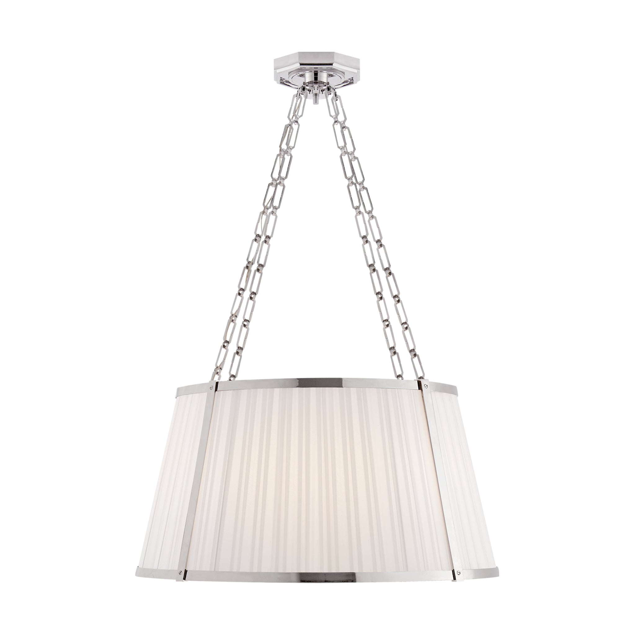 visual comfort windsor large hanging shade in polished nickel with boxpleat silk shade chandeliers 