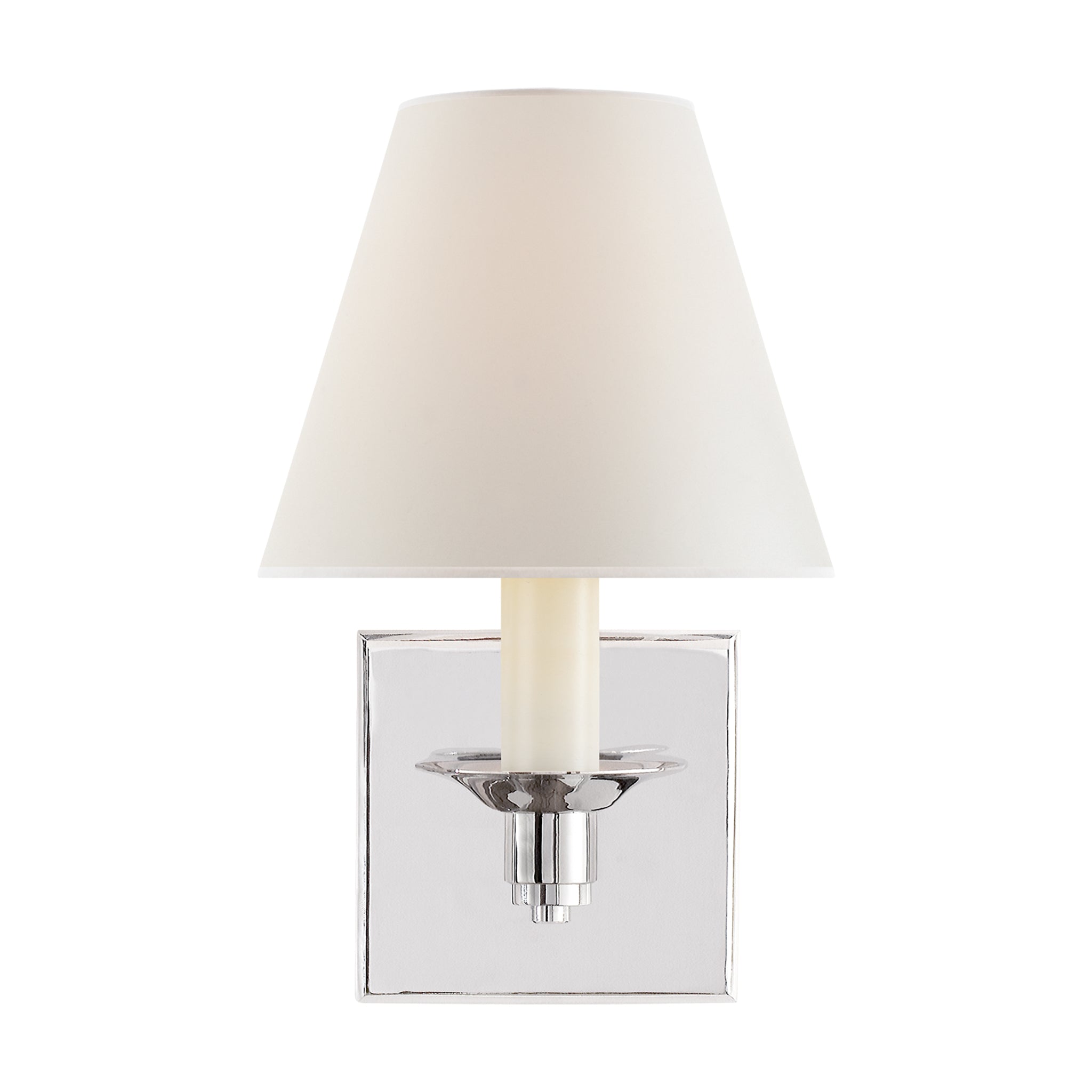 visual comfort evans single arm sconce in polished nickel with percale shade wall lights 