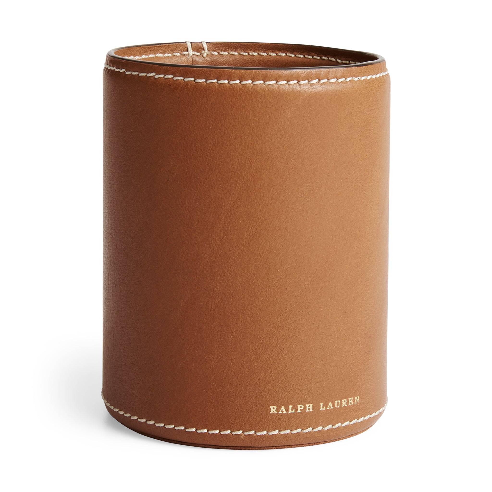 ralph lauren brennan pencil holder in leather - saddle home accessories 