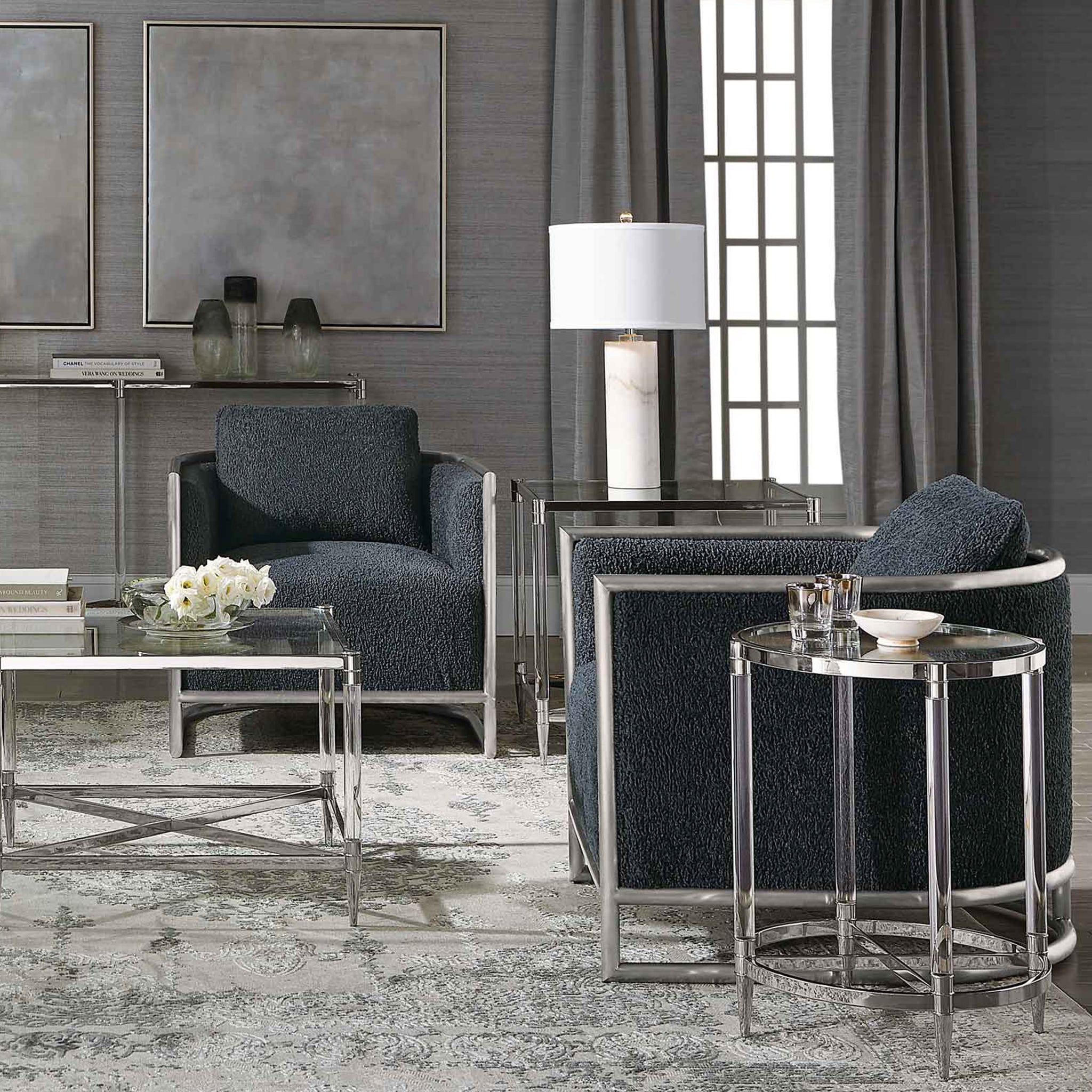 bernhardt celine metal round end table end tables 