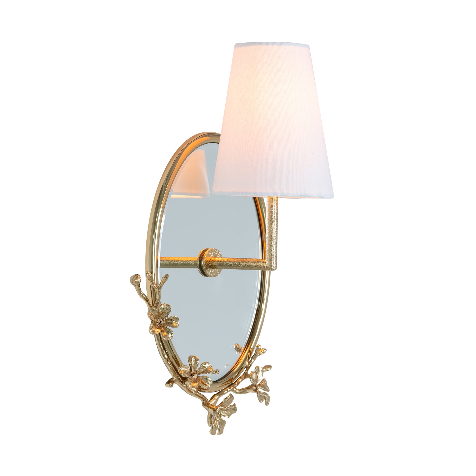 that's living cb oval mirror wall sconce with fabric shade brass wall sconce 