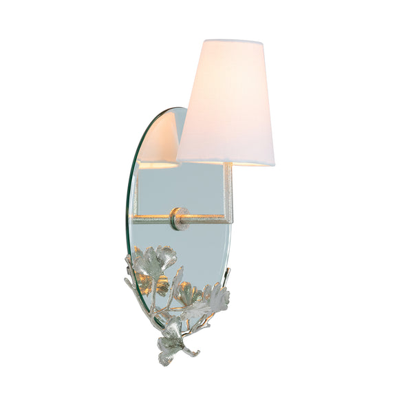 that's living frameless ginkgo oval mirror wall sconce with fabric shade nickel wall sconce 