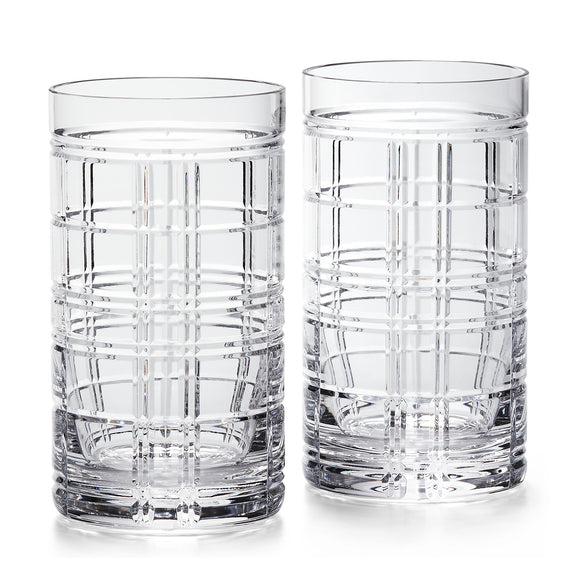 ralph lauren hudson plaid highball glasses  set of 2 sets 